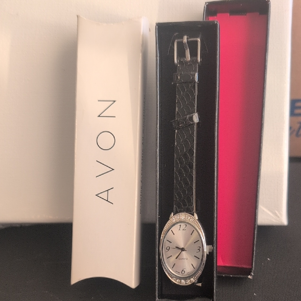 Avon Black and Silver Women's Watch